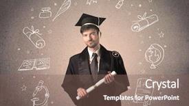  Presentation with hand drawn school - Theme enhanced with teenager with hand drawn school background and a  colored foreground