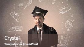  Presentation with hand drawn school - PPT layouts with teenager with hand drawn school background and a  colored foreground