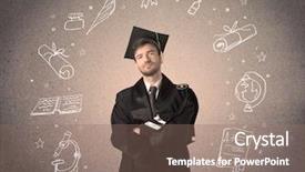  Presentation with hand drawn school - Amazing PPT theme having teenager with hand drawn school backdrop and a  colored foreground