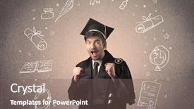  Presentation with hand drawn school - Slide set consisting of teenager with hand drawn school background and a  colored foreground