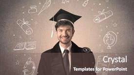  Presentation with hand drawn school - Cool new slide deck with teenager with hand drawn school backdrop and a  colored foreground