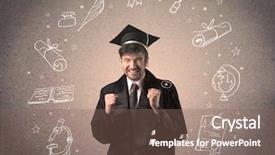  Presentation with hand drawn school - PPT layouts consisting of teenager with hand drawn school background and a violet colored foreground