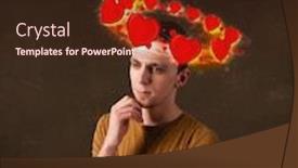  Presentation with head - PPT theme with teenager-with-heart-illustrations-circleing background and a wine colored foreground