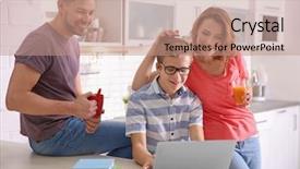  Presentation with homework - Beautiful theme featuring teenager with parents doing homework backdrop and a  colored foreground