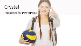  Presentation with volley - Amazing presentation design having teenager with volley ball backdrop and a white colored foreground