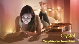  Presentation with text message - Theme enhanced with teenager writing a text message background and a  colored foreground