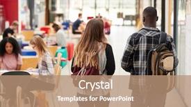  Presentation with college campus - Beautiful PPT theme featuring teenagers caribbean - communal area of busy college backdrop and a coral colored foreground