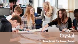  Presentation with worried female college student for health check up - Cool new PPT layouts with teenagers caribbean - female teacher working with college backdrop and a coral colored foreground