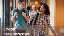  Presentation with college students - Colorful PPT layouts enhanced with teenagers caribbean - group of college students walking backdrop and a tawny brown colored foreground