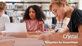  Presentation with college students - Slides enhanced with teenagers caribbean - group of college students working background and a coral colored foreground