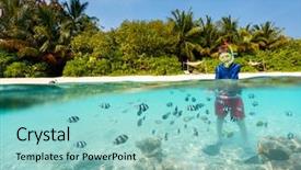  Presentation with fish ocean - Presentation theme consisting of teenagers caribbean - split underwater photo of boy background and a mint green colored foreground