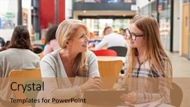  Presentation with college campus - Theme having teenagers caribbean - teacher talks to student background and a coral colored foreground