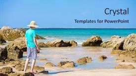  Presentation with teenage - Cool new slide set with teenagers caribbean - teenage boy at beach backdrop and a light blue colored foreground