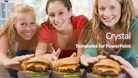  Presentation with burgers - Amazing slides having teenagers eating burgers backdrop and a red colored foreground