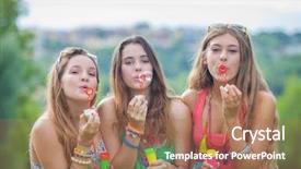  Presentation with pipes - PPT layouts enhanced with teenagers girls with bubble pipes background and a  colored foreground