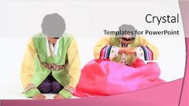  Presentation with teenagers - Presentation having teenagers in traditional korean dress background and a white colored foreground