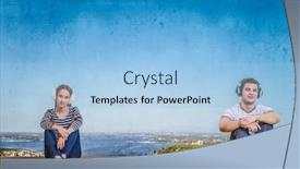  Presentation with teenagers - Audience pleasing PPT theme consisting of teenagers-listen-music-mixed-media backdrop and a  colored foreground