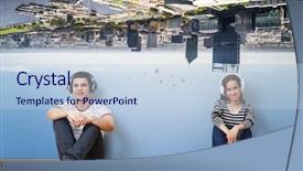  Presentation with teenagers - PPT layouts with teenagers listen music mixed media background and a  colored foreground