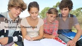  Presentation with teenagers - Beautiful presentation featuring teenagers studying outside the class backdrop and a coral colored foreground