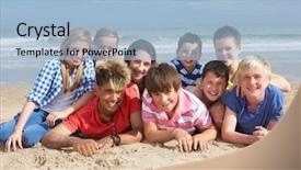  Presentation with teenagers - Cool new presentation with teenagers together backdrop and a light blue colored foreground