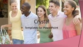  Presentation with teenagers - Audience pleasing presentation theme consisting of teenagers with shopping bags in hands backdrop and a coral colored foreground