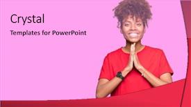  Presentation with praying hands - PPT theme having teenagers worship - beautiful young african american woman background and a lavender colored foreground