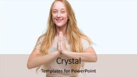  Presentation with praying hands on open bible - Beautiful slides featuring teenagers worship - blonde teenager woman wearing moles backdrop and a  colored foreground