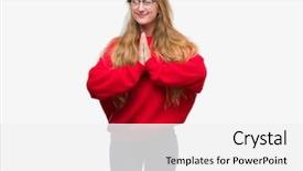  Presentation with praying hands - Slide deck enhanced with teenagers worship - blonde teenager woman wearing red background and a  colored foreground