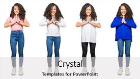  Presentation with praying hands - Slide deck with teenagers worship - collage of beautiful young woman background and a  colored foreground