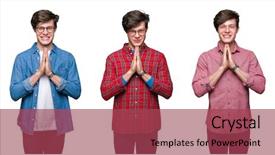  Presentation with floral border over white - Beautiful presentation design featuring teenagers worship - collage of young man backdrop and a  colored foreground