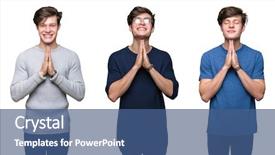  Presentation with praying hands - Presentation theme featuring teenagers worship - collage of young man background and a  colored foreground