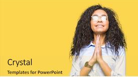  Presentation with praying hands - PPT layouts consisting of teenagers worship - young beautiful business girl background and a  colored foreground