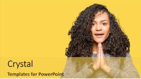  Presentation with real woman hair texture human - Slide deck with teenagers worship - young beautiful woman with curly background and a  colored foreground