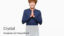  Presentation with praying hands - Slide set enhanced with teenagers worship - young handsome man with afro background and a  colored foreground