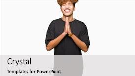  Presentation with black hands - PPT theme enhanced with teenagers worship - young handsome man with afro background and a  colored foreground