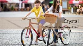 Presentation with teens - Slide deck consisting of teens and bikes in city background and a coral colored foreground