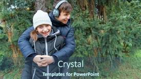  Presentation with girl teens - Cool new presentation theme with teens-boy-and-girl-relaxing backdrop and a ocean colored foreground