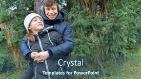  Presentation with girl teens - Beautiful presentation theme featuring teens-boy-and-girl-relaxing backdrop and a ocean colored foreground