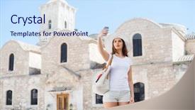  Presentation with teenage girl - Cool new PPT theme with teens church - teenage girl taking selfie young backdrop and a  colored foreground