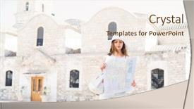  Presentation with girl teens - Colorful presentation enhanced with teens church - teenage girl with a map backdrop and a  colored foreground