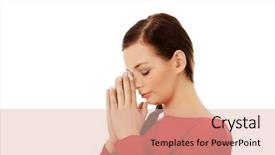  Presentation with praying hands - PPT theme consisting of teens church - young woman praying with her background and a  colored foreground