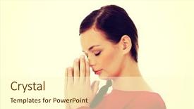  Presentation with praying hands - Presentation enhanced with teens church - young woman praying with her background and a  colored foreground