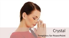  Presentation with praying hands - Slide set consisting of teens church - young woman praying with her background and a  colored foreground