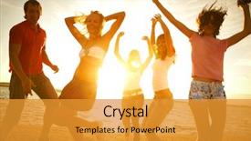 Presentation with teens - Slides consisting of teens dancing at the beach background and a gold colored foreground