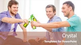  Presentation with home economics about food - Cool new PPT theme with teens drinking alcohol - friendship food and leisure concept backdrop and a coral colored foreground