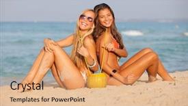  Presentation with spring break - Slides featuring teens on spring break background and a coral colored foreground