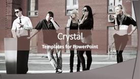  Presentation with teens - Cool new slide set with teens on the phones backdrop and a violet colored foreground