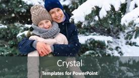  Presentation with girl teens - Presentation theme featuring teens-portrait-in-a-winter background and a dark gray colored foreground