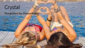  Presentation with teens - Presentation theme with teens sign hearts for summer vacation or holiday background and a coral colored foreground