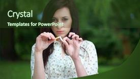  Presentation with cigarette - Presentation featuring teen smoking - attractive female breaks cigarette refuse background and a tawny brown colored foreground